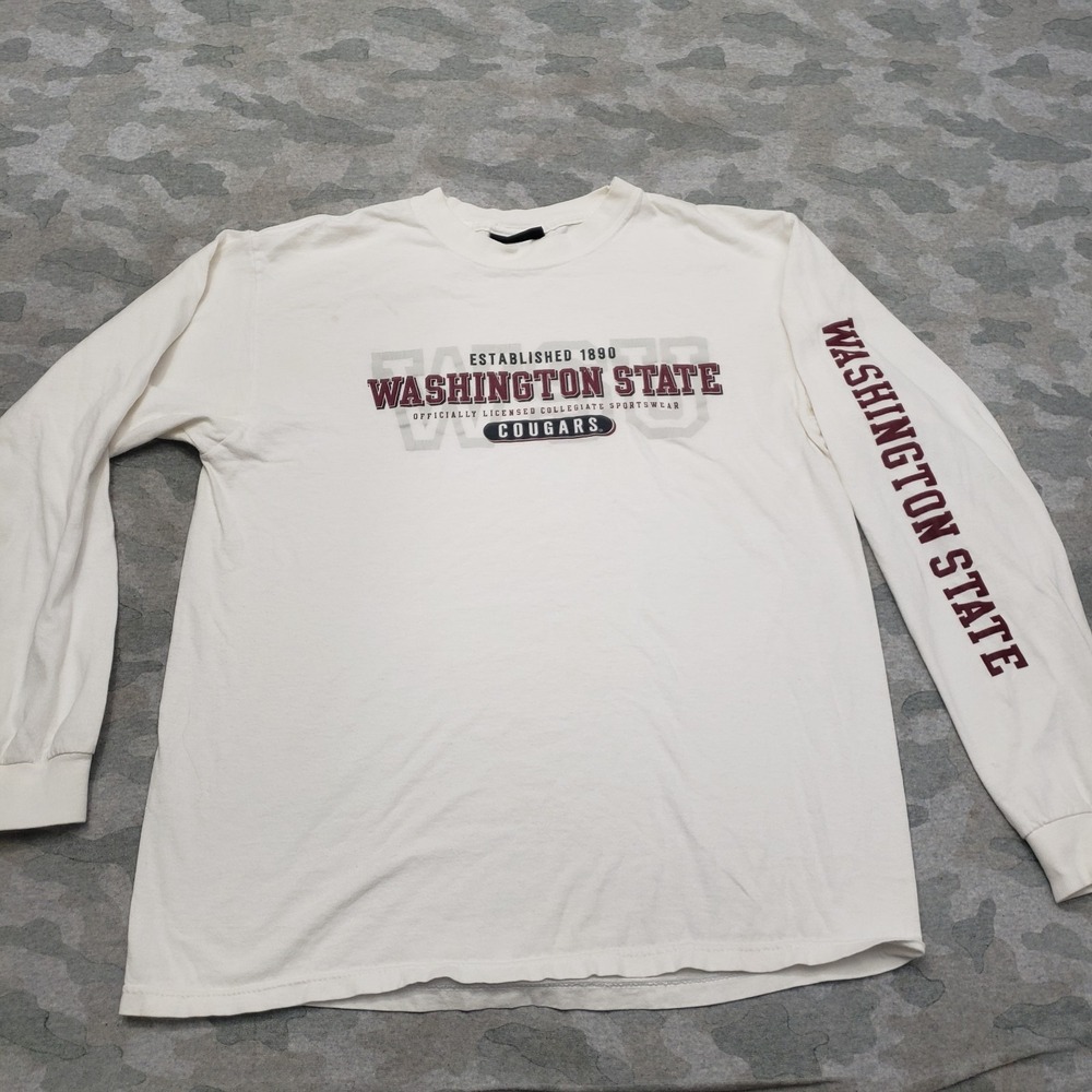 Vintage Washington State Cougars Shirt Mens White Jones & Mitchell Long Sleeve